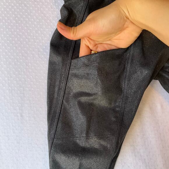 PINK Victoria’s Secret Women Leggings size M Gray Full Length Glossy Glitter - Picture 7 of 10